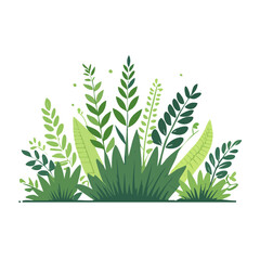 Fototapeta premium Green Foliage Flat Vector Illustration