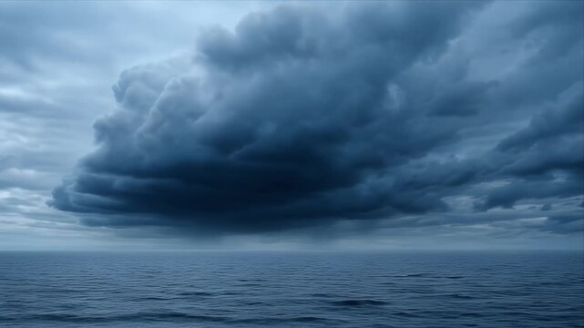 NatureStorm cloud ocean sea thunderstorm sky horizon dark water over open seascape with dramatic weather rolling wave rain moody blue gray atmosphere distant horizon calm natural danger