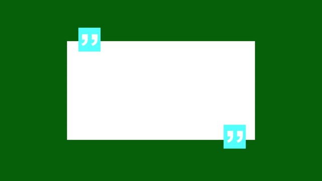 minimal quote frame template with red quotation marks and blank text box on green background animation loop