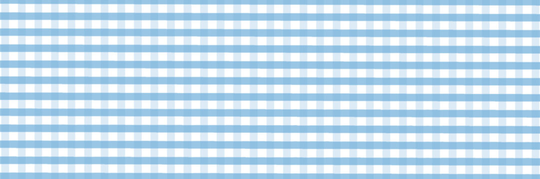 blue and white gingham seamless pattern. Checkered texture for picnic blanket, tablecloth, plaid, clothes. Italian style overlay, fabric geometric background, retro textile design.