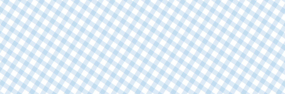 blue and white gingham seamless pattern. Checkered texture for picnic blanket, tablecloth, plaid, clothes. Italian style overlay, fabric geometric background, retro textile design.