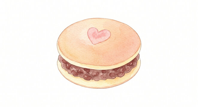 どら焼き 和菓子 水彩イラスト素材