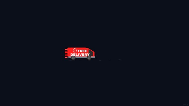 Pixel Art Red Delivery Truck Moving Across Dark Background for Logistics
