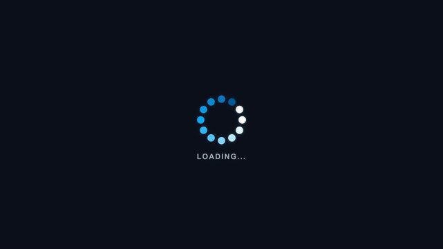 A loading animation with a circular pattern appears on screen