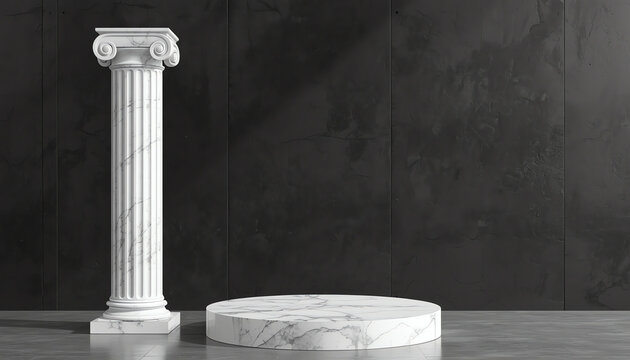 Colonnade with ionic columns. Ancient Greek temple pillars building background. 3d rendering