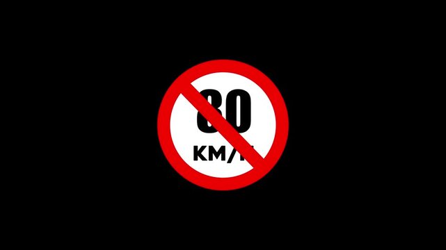 Over 80 Kmh Prohibited Driving Sign for Mountain Road Safety Regulations.