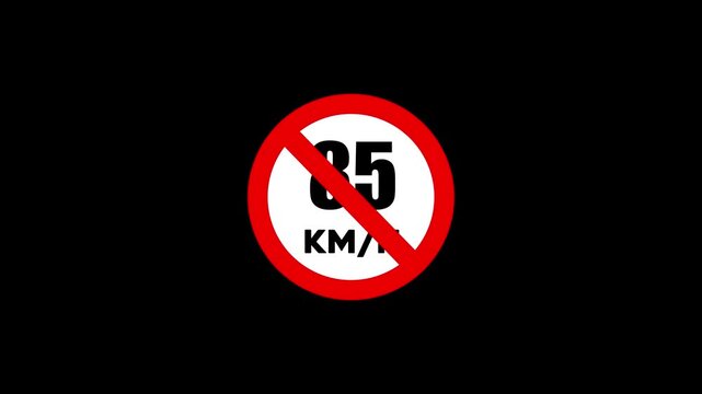 Over 85 Kmh Prohibited Vehicle Speed Symbol for Bridge Crossing Safety.