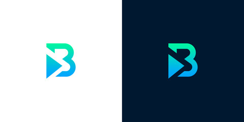 Modern letter B with play button logo design template for multimedia and technology brand © Eunois