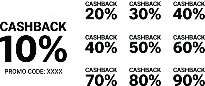 Cashback promo code discount percentages for shopping deals and sales