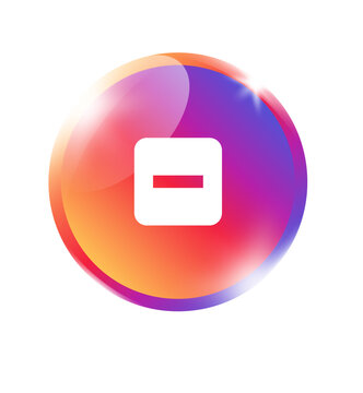 Checkbox minus icon in colorful orange pink purple gradient circle badge for checkbox minus indeterminate partial select form input and app on transparent background.