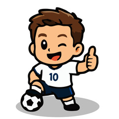 Fototapeta premium Chibi Soccer Player Winking and Thumbs Up Illustration