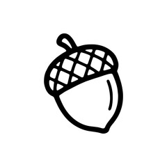 Cute acorn coloring page. Black and white outline of oak nut for kids coloring book, autumn preschool activities, and KDP interior. © Abdullah Tsani
