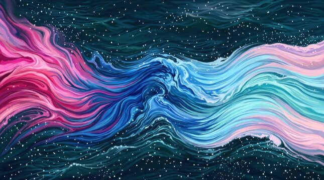 Abstract digital art piece that appears Minimalist wallpaper featuring a blue and pink vaporwave swimming pool