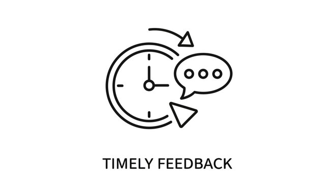 Timely Feedback Icon: Clock, Speech Bubble, Cursor - Quick Response Concept