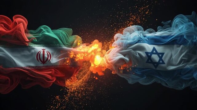 Iran and Israel Symbolic Clash Amid Escalating Tension. 4K Video