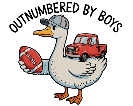 Outnumbered By Boys Goose Duck Football Truck Sports Mom Dad