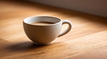 Fototapeta premium Minimalist matte ceramic coffee mug on a wooden table