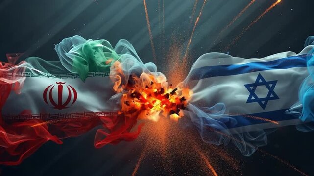 Iran and Israel Symbolic Clash During Escalating Tensions. 4K Video