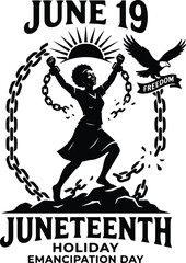 Fototapeta premium Juneteenth freedom day june 19 celebration elegant hand lettered typography for emancipation day observances
