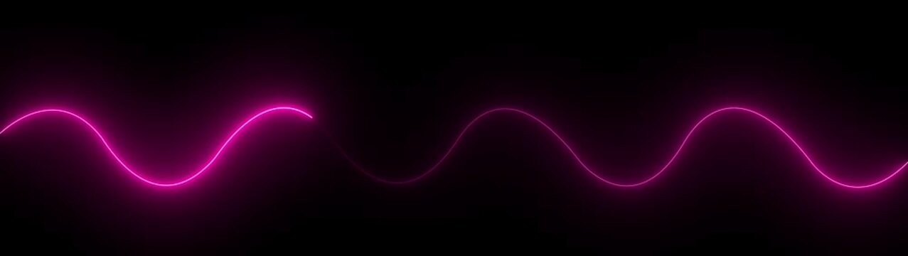 Abstract horizontal glowing green neon line on a dark background with subtle reflection bright clean.