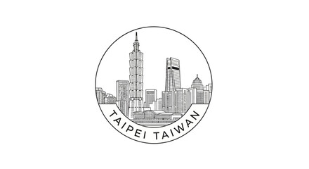 Fototapeta premium Taipei Taiwan Skyline Cityscape Circle Illustration