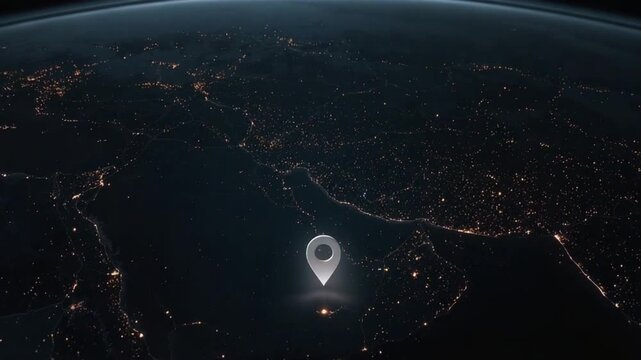 Middle East Conflict Location Highlighted On Night Map. 4K Video