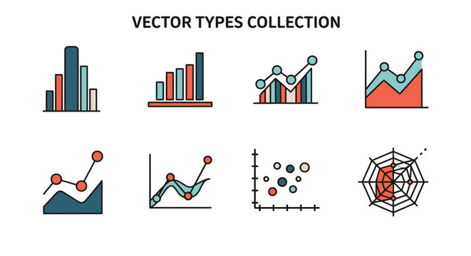 Vector Chart Icons Collection: Data Analysis, Statistics, Infographics