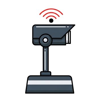 Modern security camera with red light indicator.