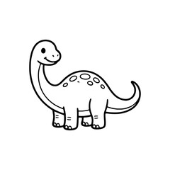 Cute brontosaurus dinosaur coloring page. Black and white outline of long neck baby sauropod for kids coloring book, preschool activities, and KDP interior. © Abdullah Tsani