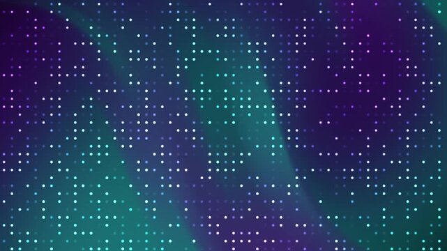 Abstract purple teal gradient background with glowing white square dots, suitable for backgrounds, textures, and digital designs.