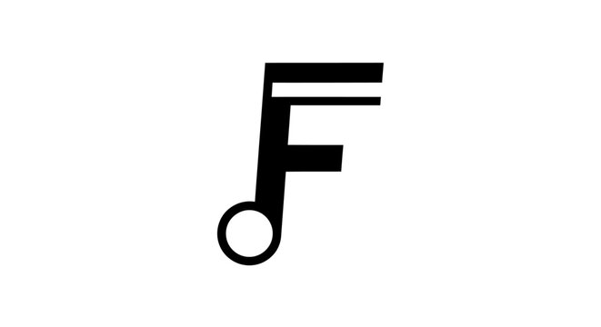 Black musical note symbol on a white background, simple and clear