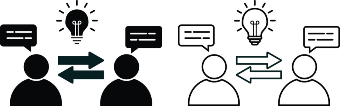 Knowledge Sharing Outline. Knowledge Exchange sign. Knowledge Transfer symbol. flat style.