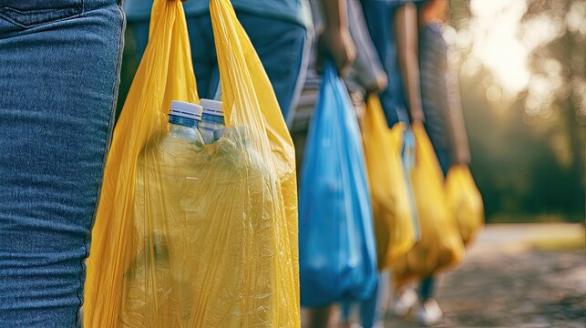 People carrying grocery bags filled with items