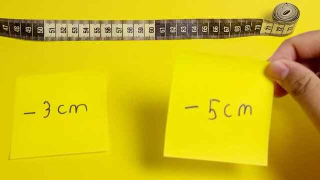 Tracking Weight Loss Progress Using Measuring Tape and Adhesive Notes for Body Measurements Goals