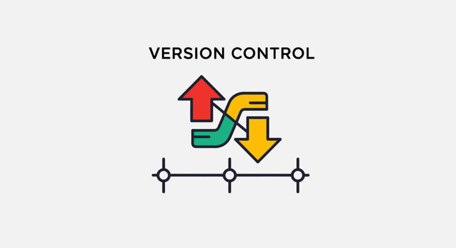 Version Control Icon: Up and Down Arrows, Branching, Workflow, Timeline