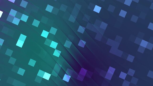purple teal gradient background featuring neon digital pixel patterns in abstract square geometric shapes. Suitable for dynamic websites, tech presentations, and digital design projects.