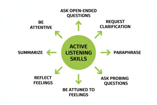Active Listening Skills Diagram Concept isolated on white background