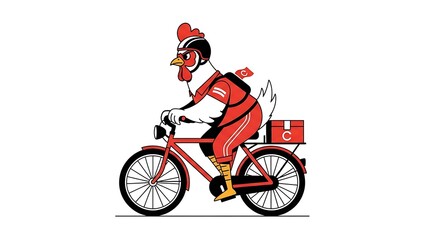 Fototapeta premium Red motorcycle rider in motion on road.