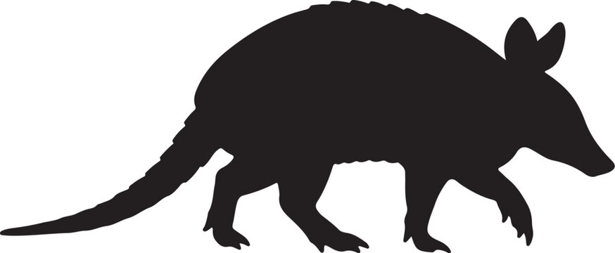 Armadillo Black Silhouette Vector Wildlife Mammal Illustration
