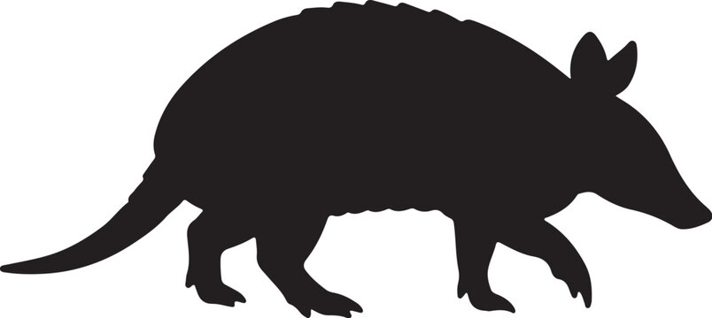 Armadillo Black Silhouette Vector Wildlife Mammal Illustration