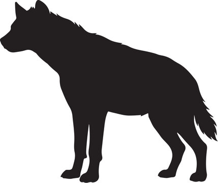 Hyena Black Silhouette Vector African Predator Wildlife Animal Illustration