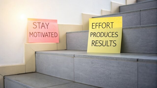 Motivational Sticky Notes on Steps Inspiring Action and Focus for Personal Growth and Achievement