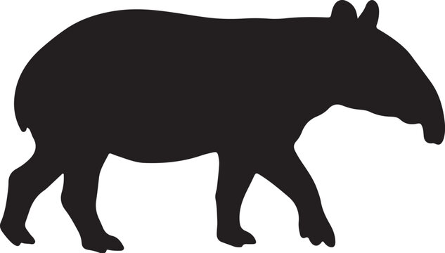 Tapir Black Silhouette Vector Tropical Wildlife Animal Icon