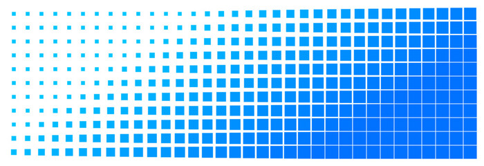 Fototapeta premium Blue Square Halftone Gradient Pattern Background for Modern Digital Design and Abstract Graphic Art Projects Featuring Geometric Pixelated Transition Effect