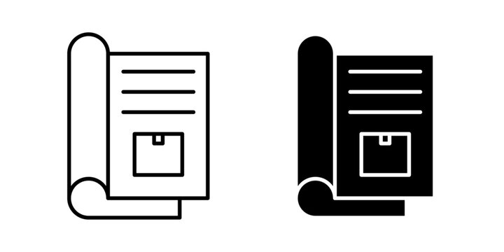 Product catalog icon in outline and solid style, isolated on white background. Perfect for e-commerce, inventory display, and retail browsing features in mobile and web design.