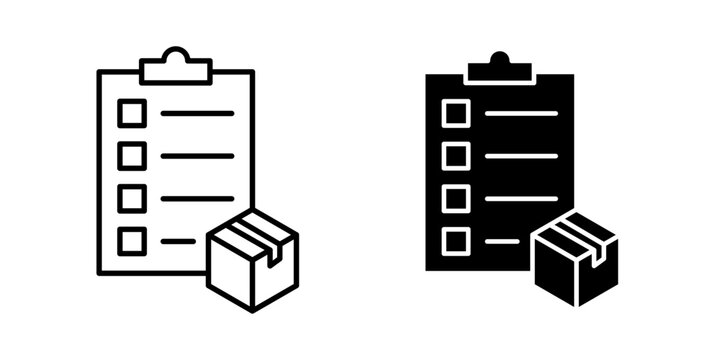 Product listing icon in outline and solid style, isolated on white background. Perfect for e-commerce, catalog, and inventory management features in mobile and web design.