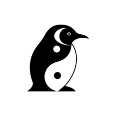 Black and white penguin with yin-yang pattern, minimalist design © Hanggera