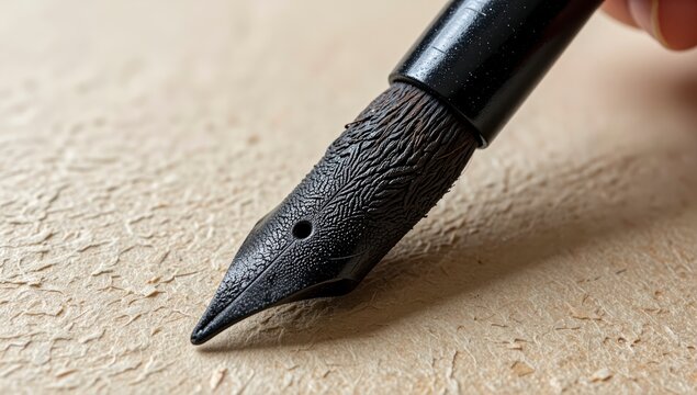 Applying kohl eyeliner with traditional applicator on fabric background close-up
