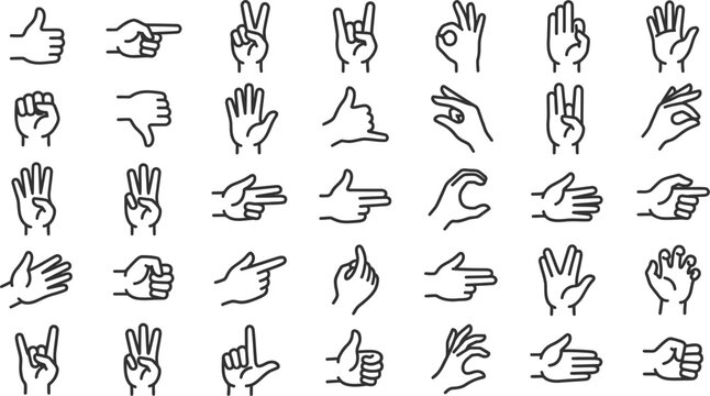 Collection of various hand gestures and signs