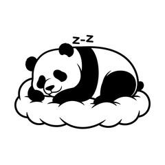 Obraz premium Sleeping black and white panda bear cartoon.